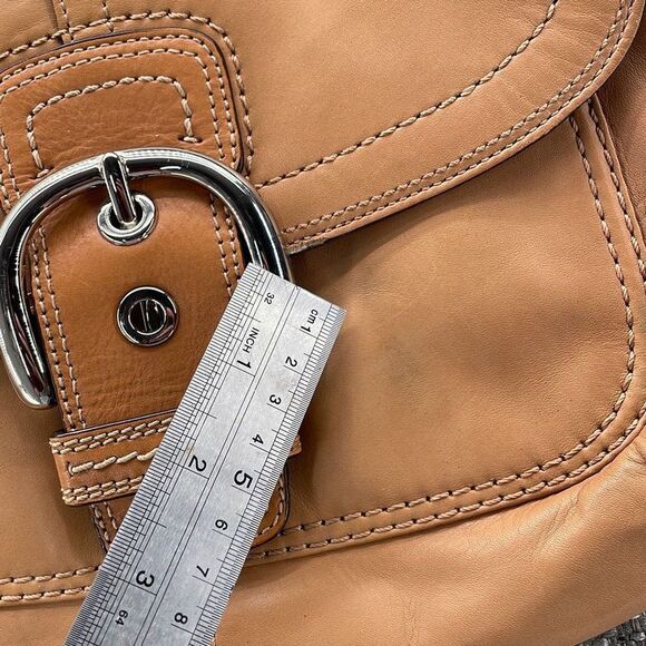 Coach Shoulder Bag Small Bamboo Tan Soho Flap Bag Leather Hobo W COA - Picture 4 of 13